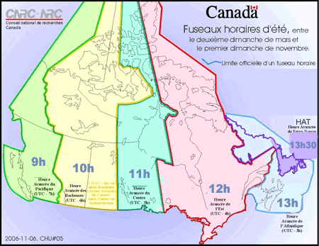 Fuseau horaire au canada