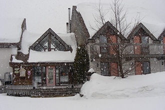 auberge jardin sous la neige