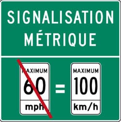 signalisation routière métrique canada