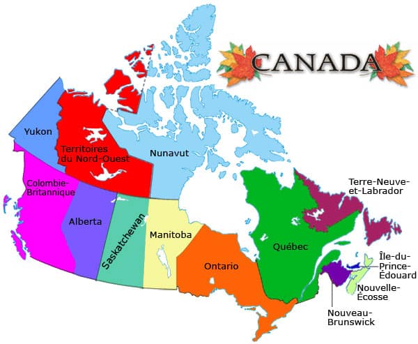 carte des provinces du canada