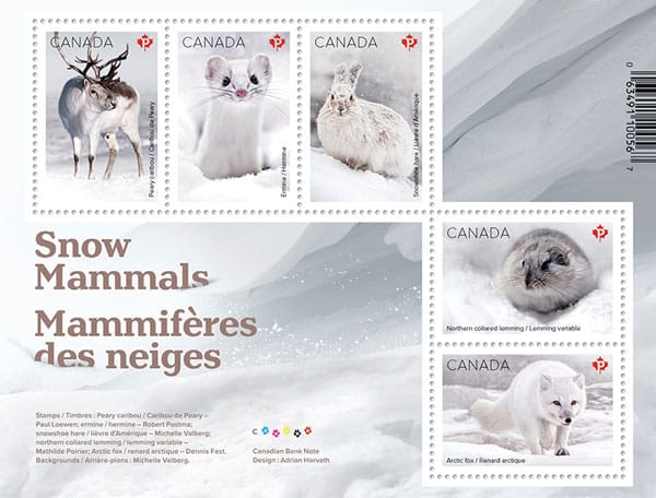timbre poste animaux hiver canada