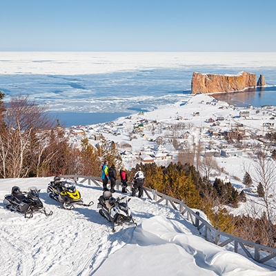 Rocher Percé en motoneige