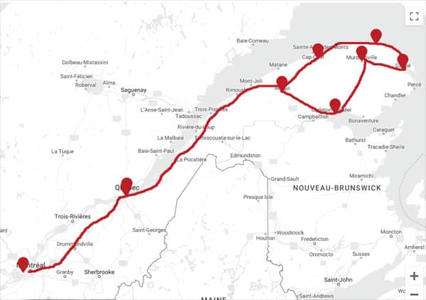 carte raid motoneige gaspésie